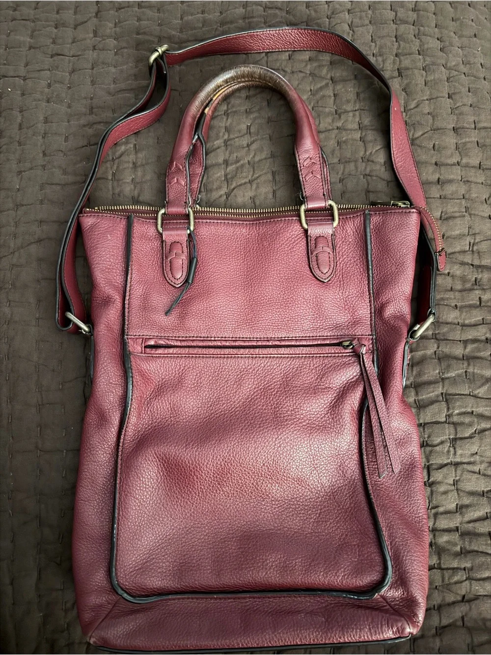 Marc New York Leather Burgundy Tote with Shoulder Strap
